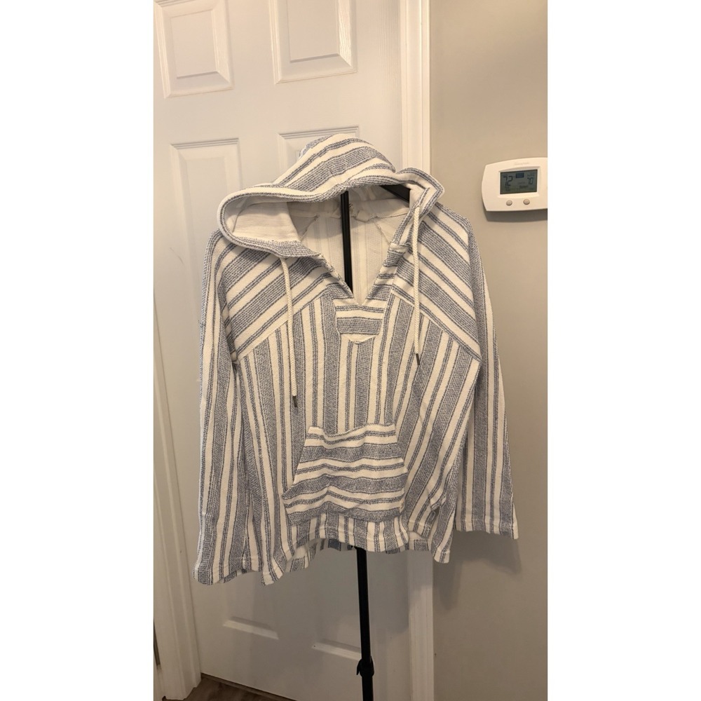 Roxy Women's "Wild & Free" Striped Poncho Hoodie - Size XS (As-Is) Baja Coastal